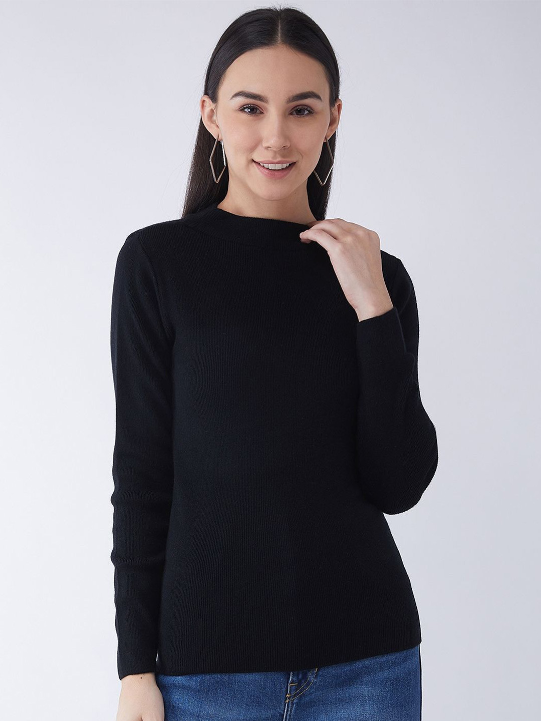 RVK Women Self Design Long Sleeves Pullover