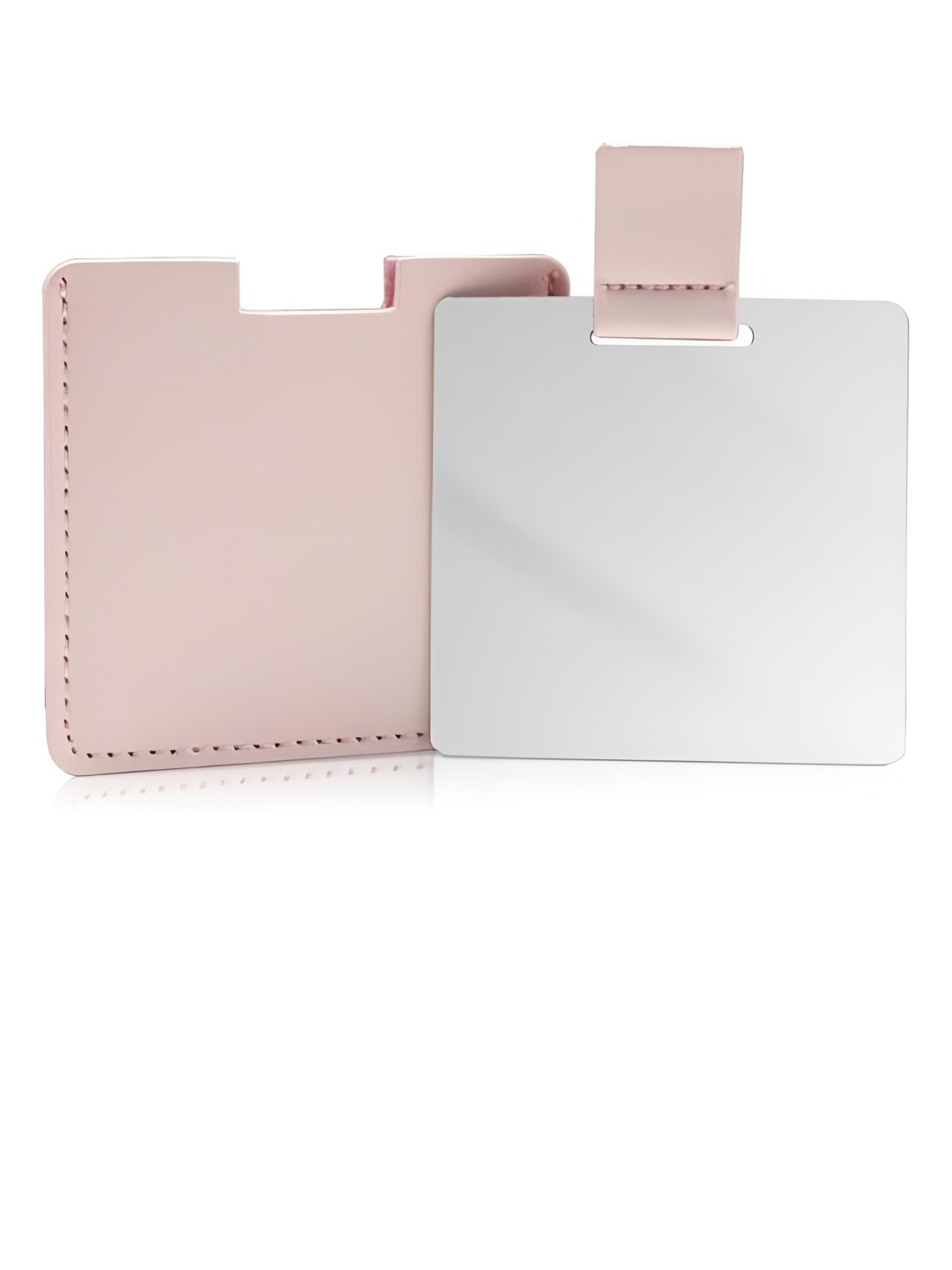 We3 Pink Pocket Compact Square Stainless Steel Mirror