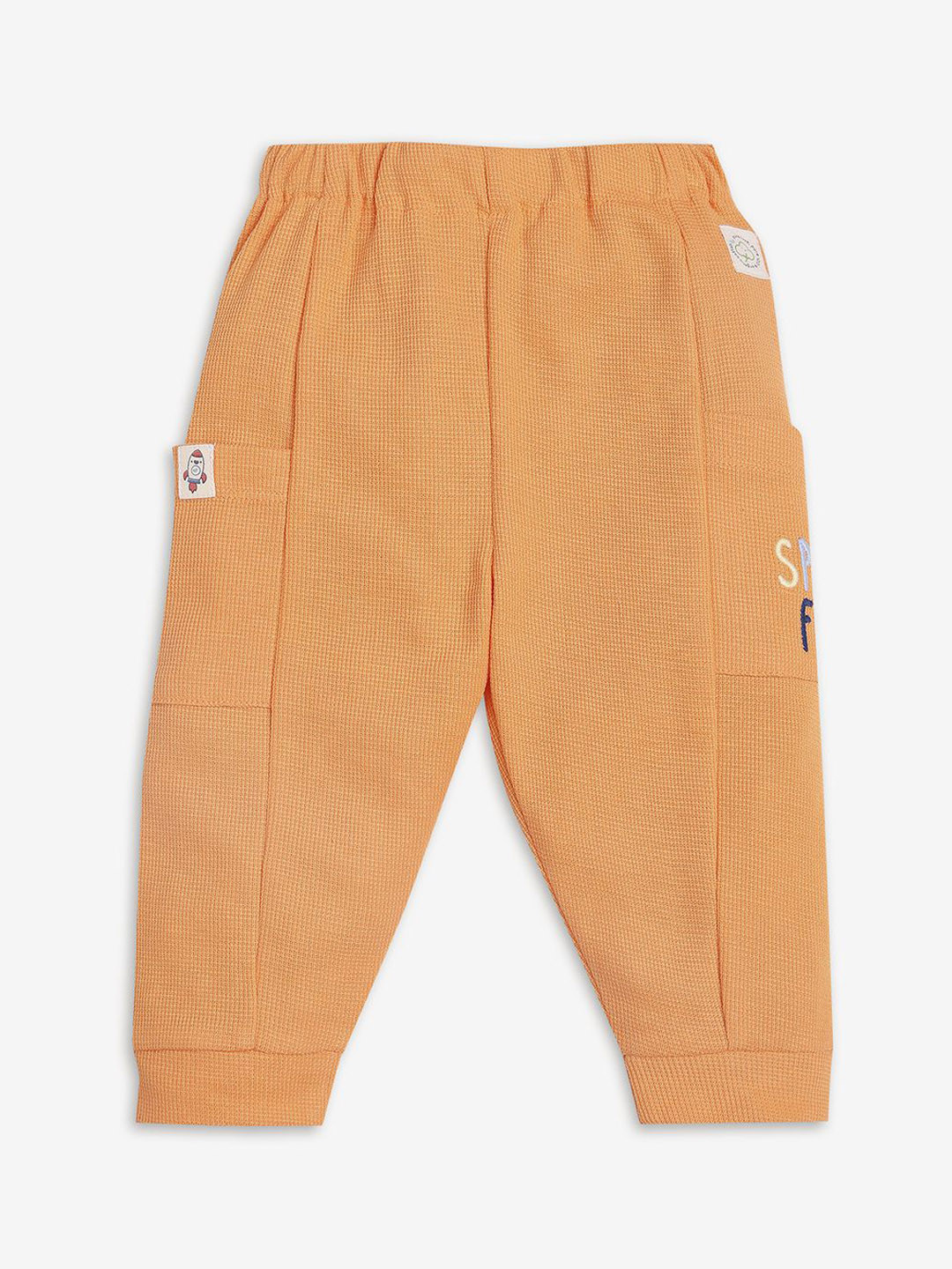 Ed-a-Mamma Unisex Baby Infants Embroidered Cotton Mid Rise Joggers