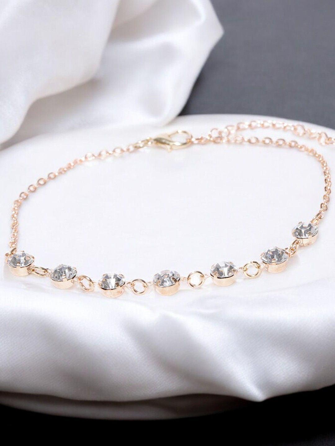 fabula Gold-Plated Crystals Studded Single Anklets