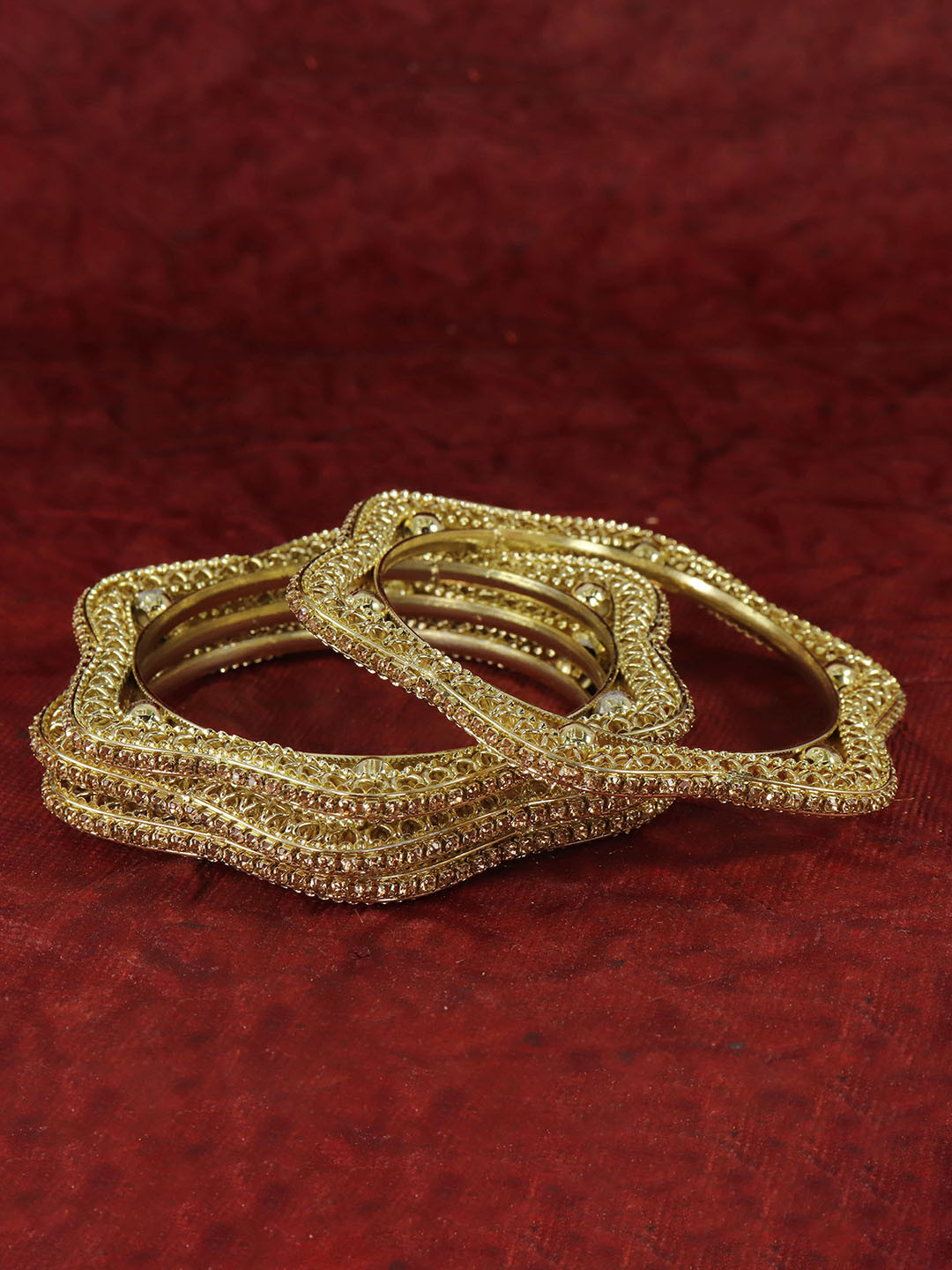 NMII Set Of 4 Gold-Plated Zircon-Studded Bangles
