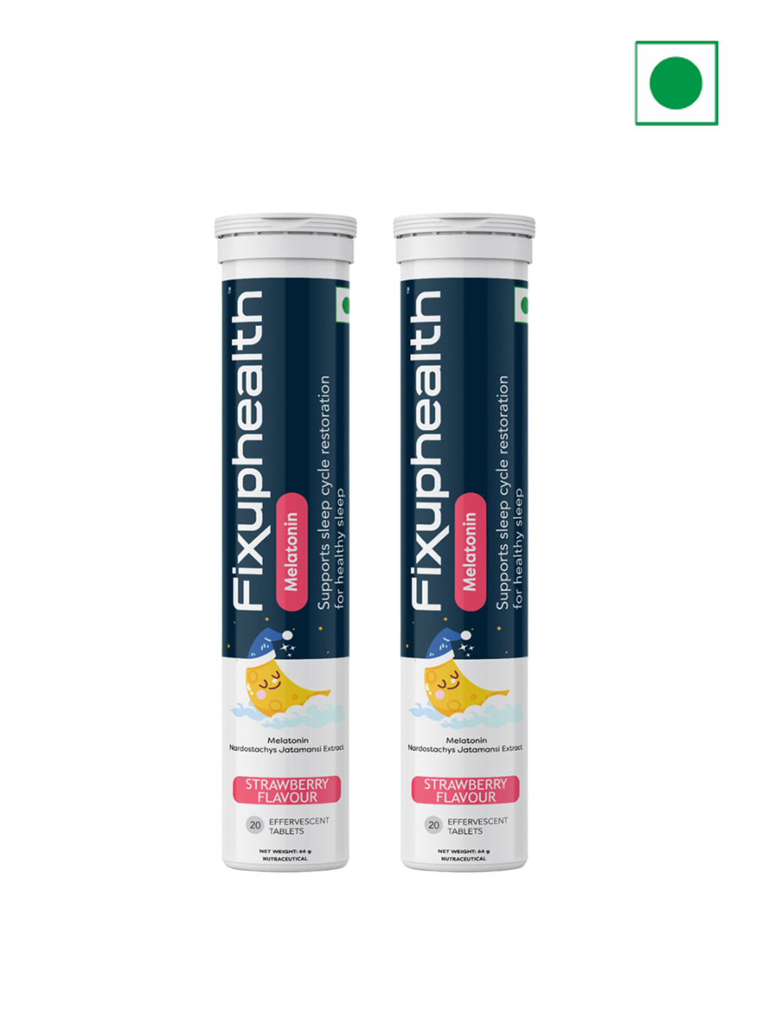 Fixuphealth Set Of 2 Melatonin Tablets - 20 Tablets Each - Strawberry Flavor