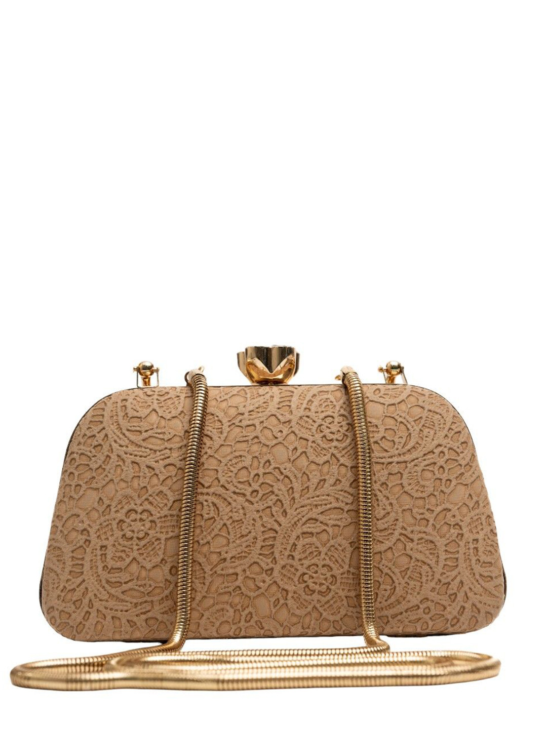Vdesi Blossom Beige Embellished Box Clutch