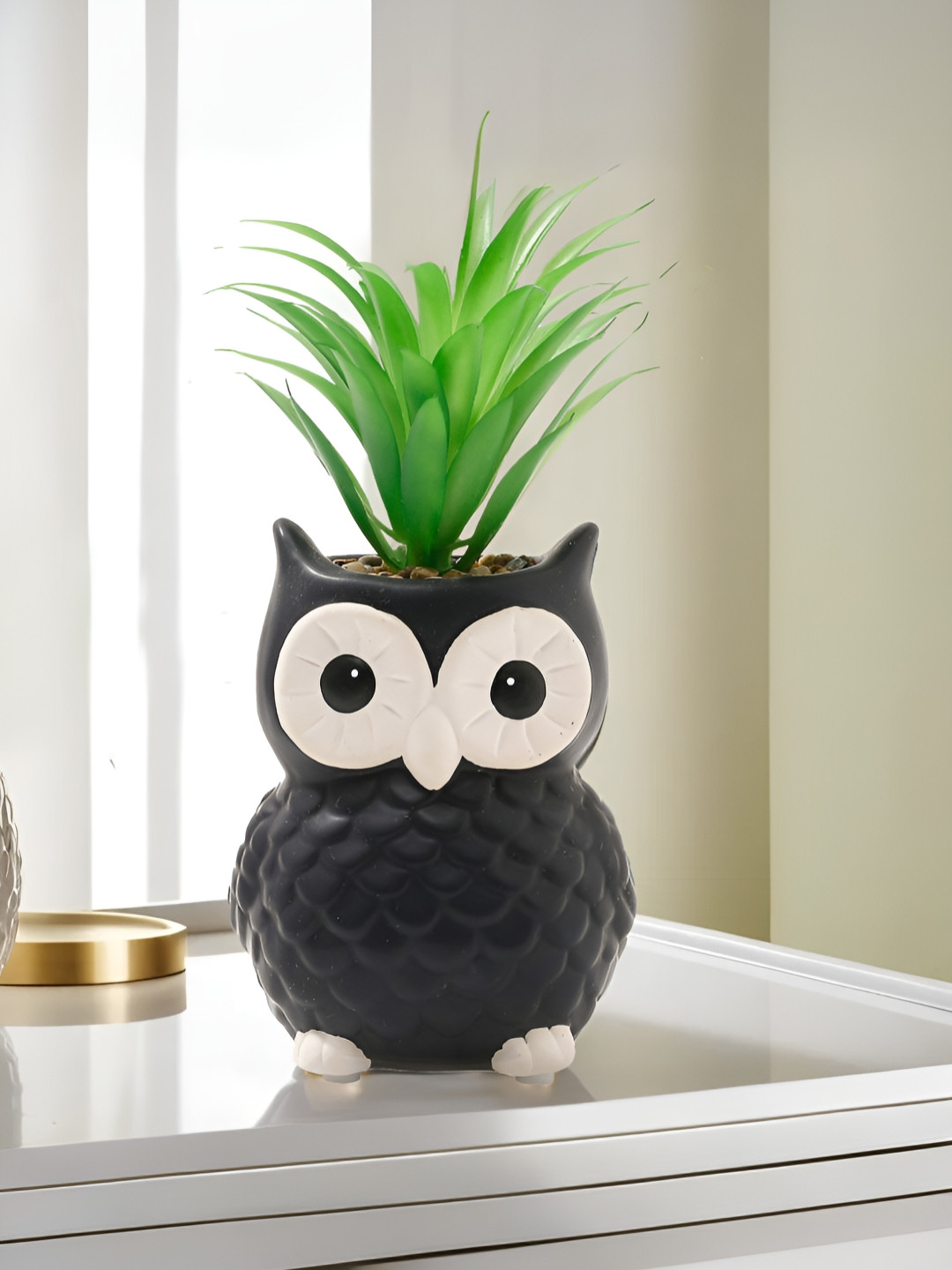 The Better Home Green Artificial Pineapple Leaves Plant With Pot