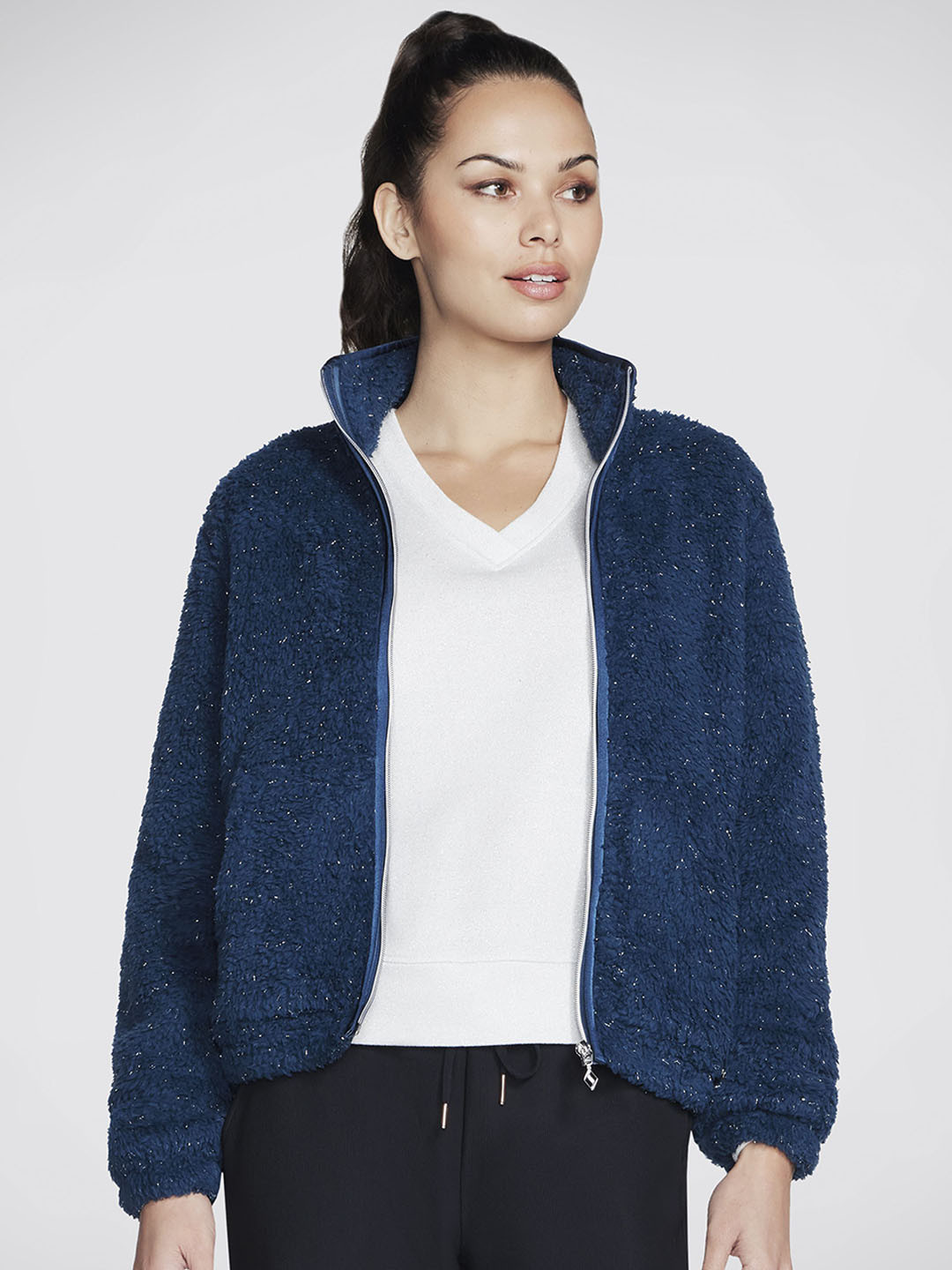 Skechers Women Goshine Sherpa Mock Collar Long Sleeve Jackets