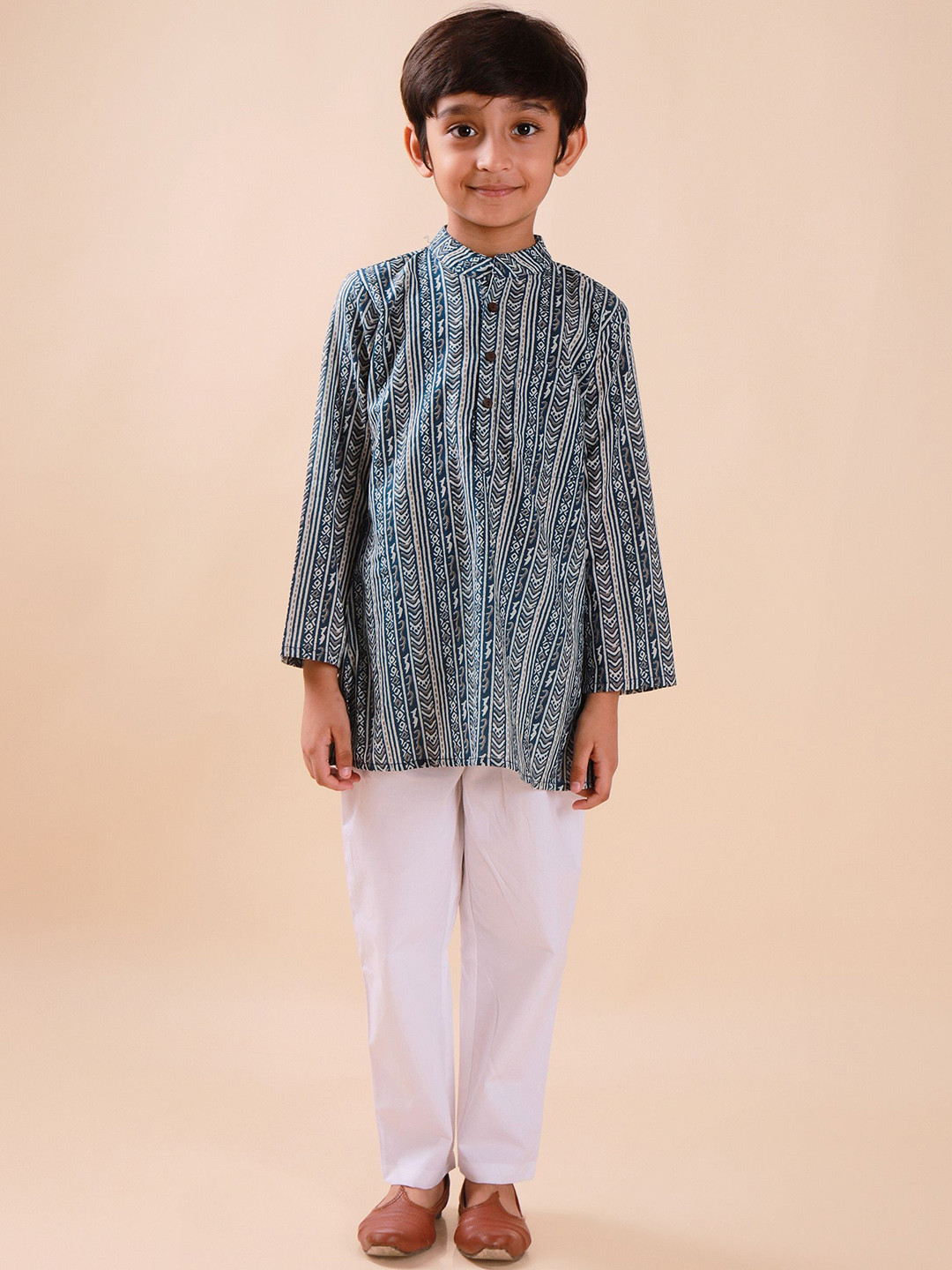 Sangria Boys Printed Pure Cotton Straight Kurtas