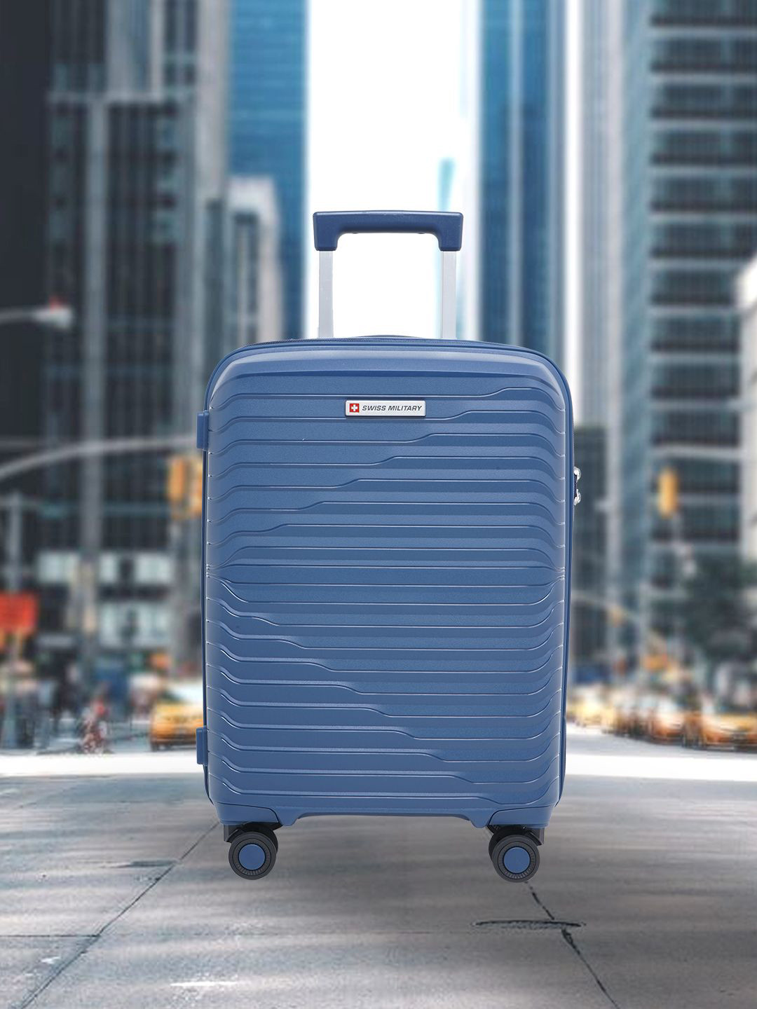 SWISS MILITARY Striped Hard-Sided Cabin Trolley Bag