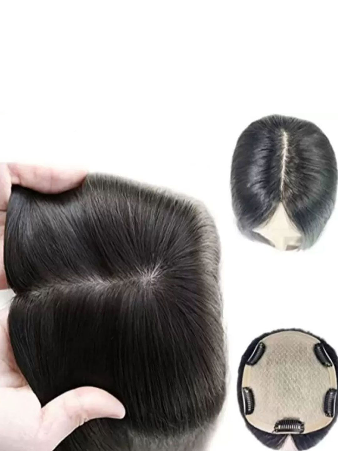 CRIBE 16 Inches Hair Closure Hair Topper Hair Extension - Black