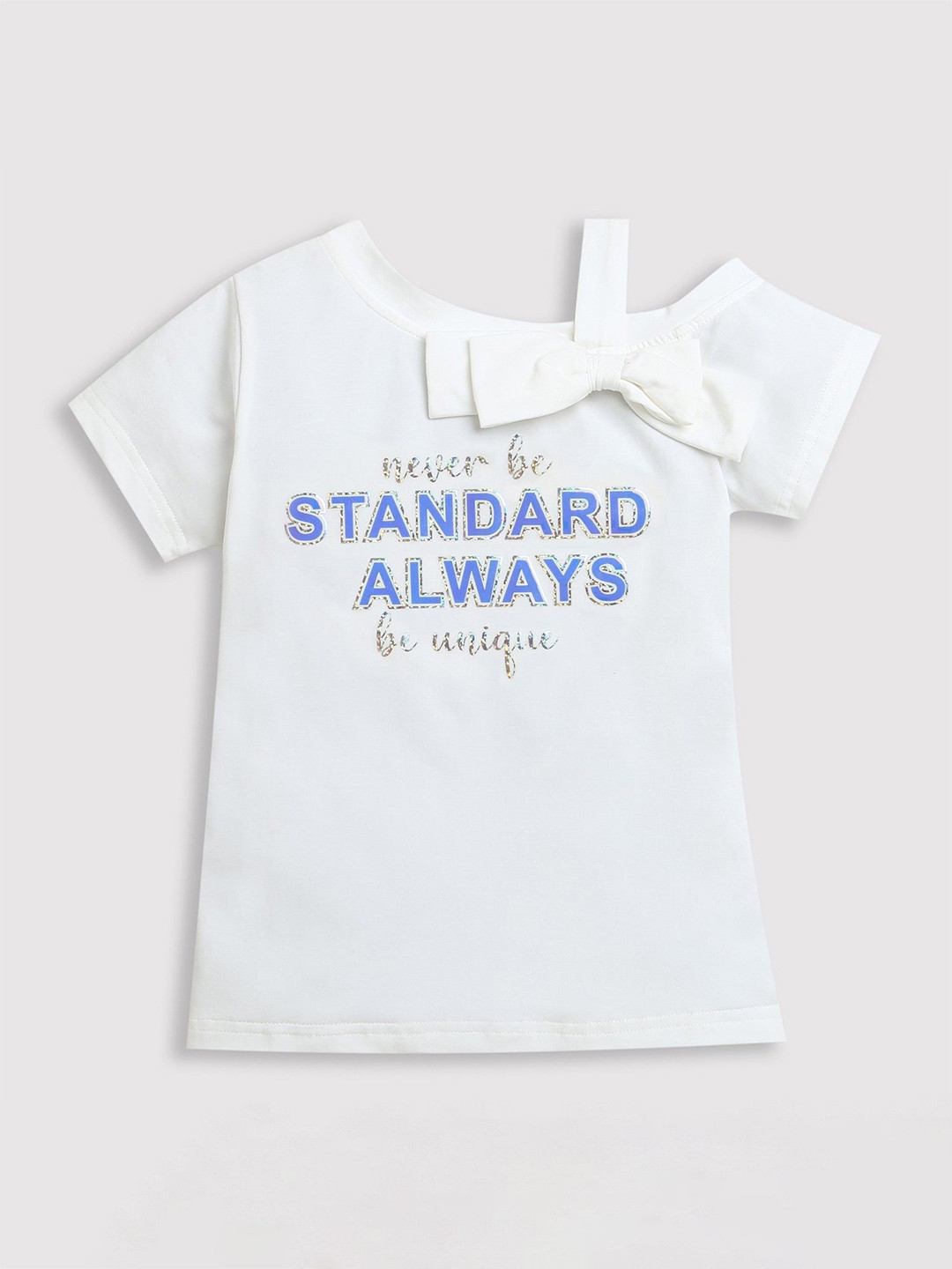Tiny Girl Typography Printed One Shoulder Cotton Top