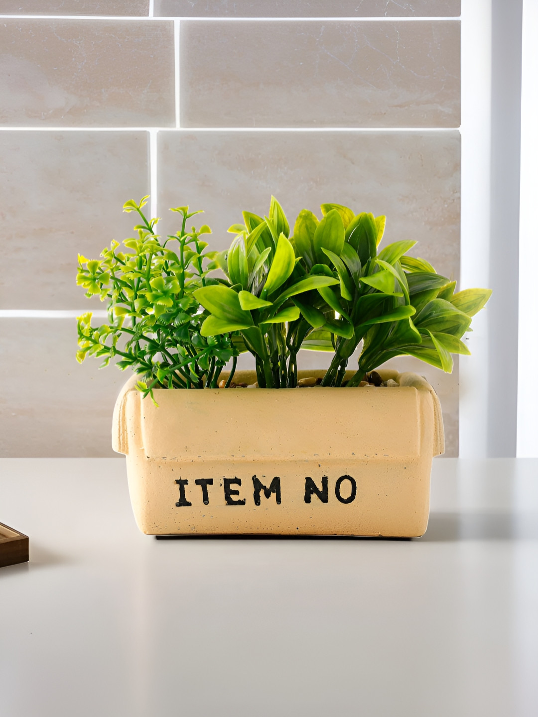 The Better Home Green & Beige Artificial Foliage Plants With Pot