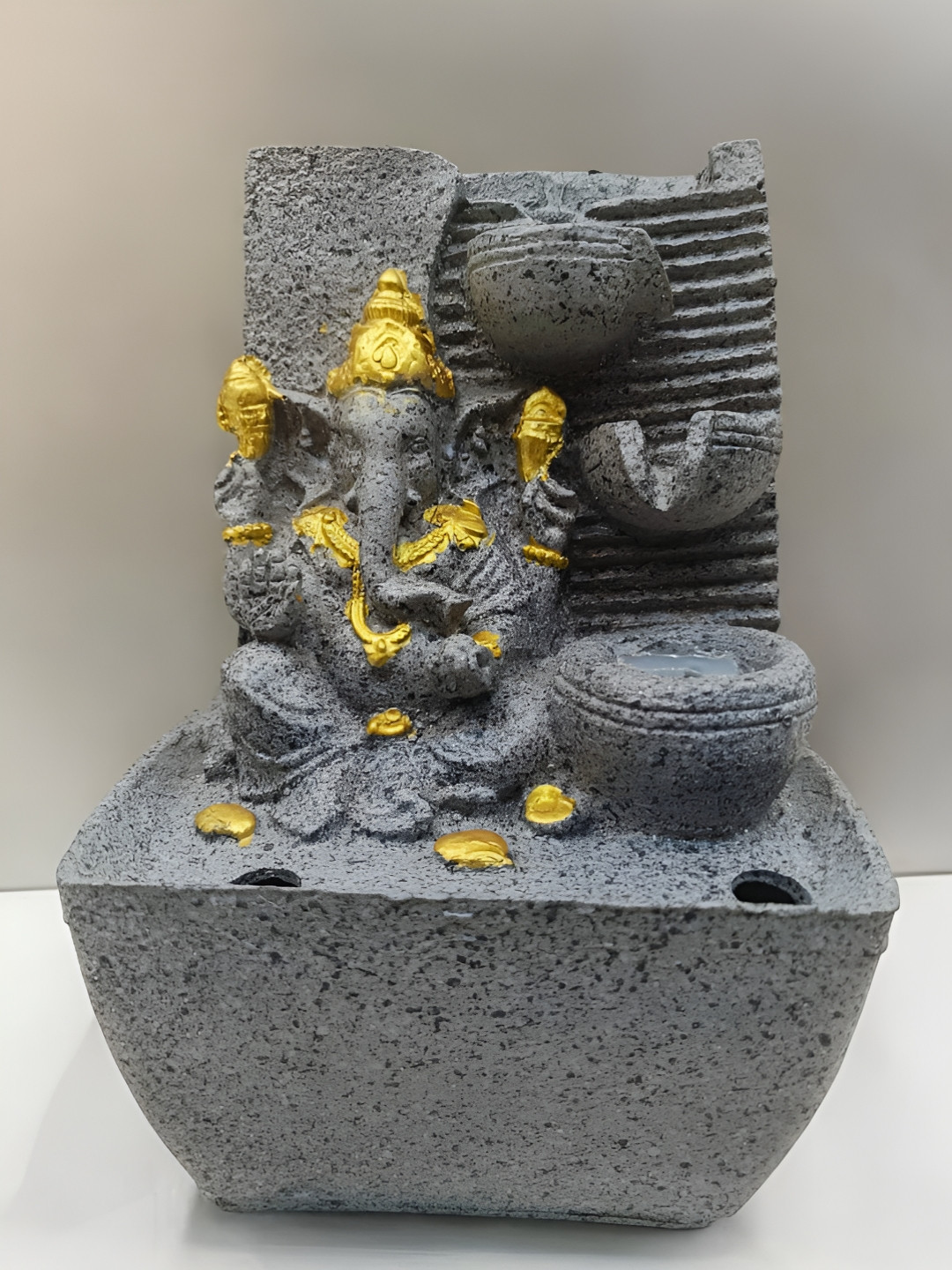 SANKALAN CREATIONS Grey & Gold-Toned Religious Ganesha Indoor Idol Showpiece