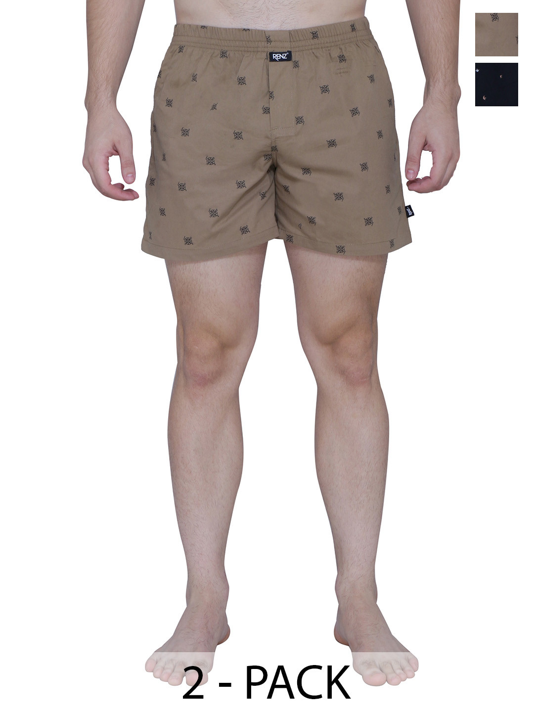 RENZ Pack Of 2 Printed  Carbon Finish Combed Cotton BoxersRBX1017_M
