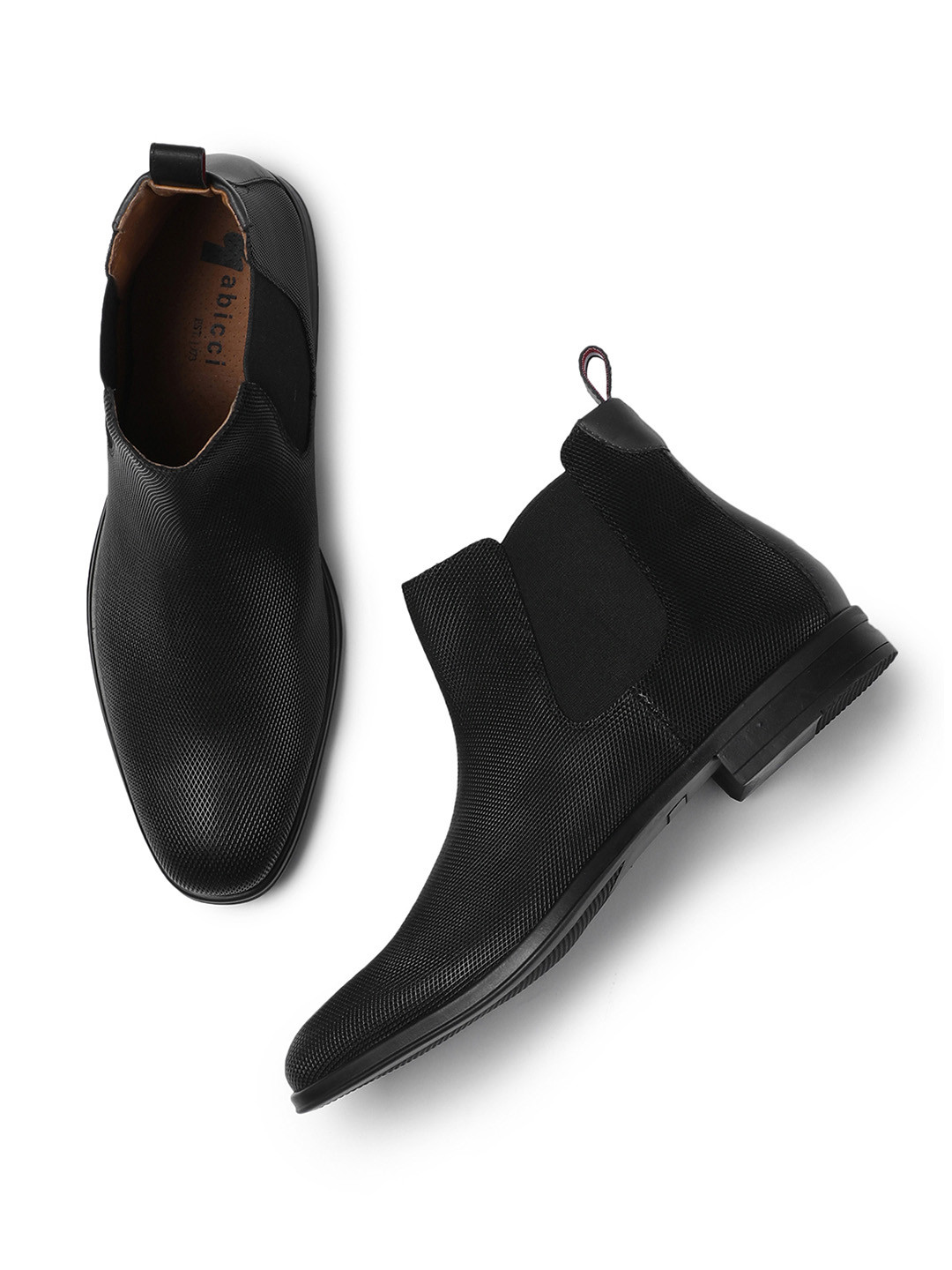 GABICCI Men Leather Woven Design Chelsea Boots