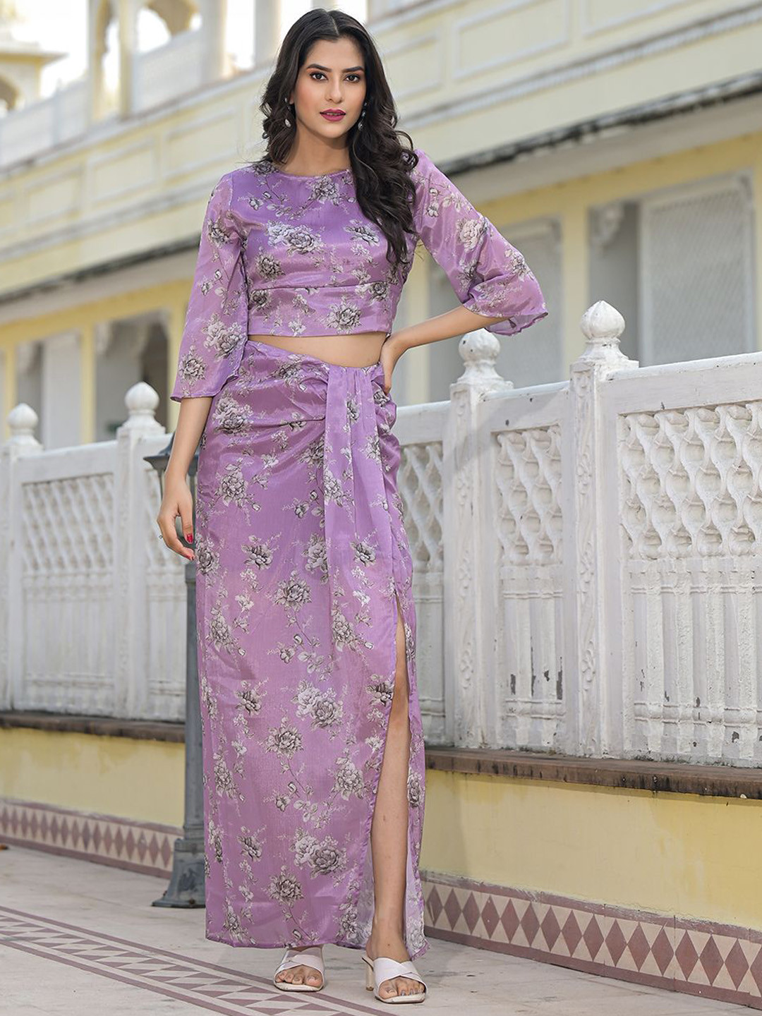 AKS Women Printed Skirt & Top Co-Ord Set
