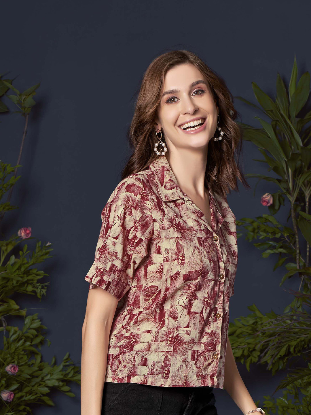 Anouk Rustic Women Floral Printed Cotton Shirt