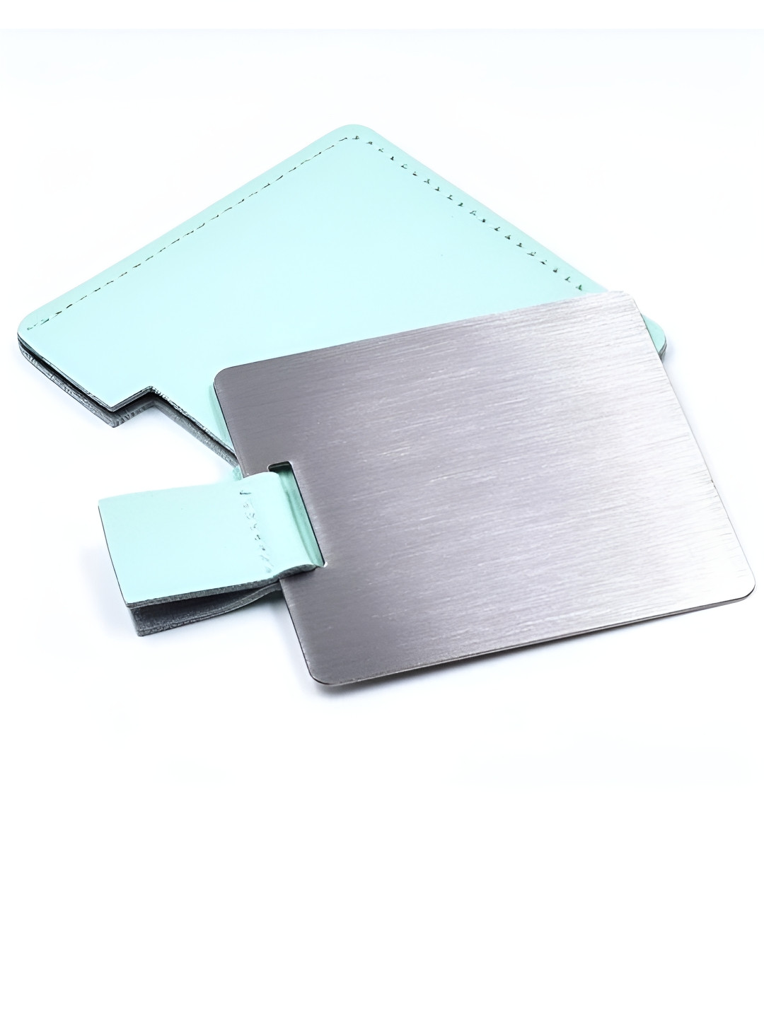 We3 Green Square Pocket Compact Metal Mirror