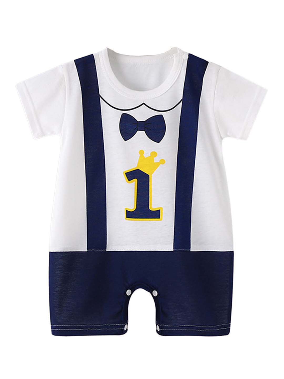 Babymoon Unisex Infants First With Crown Printed Cotton Romper