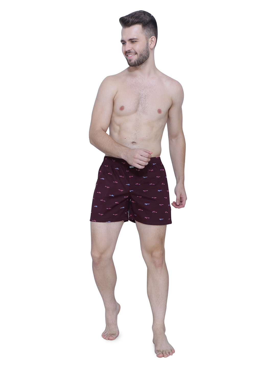 RENZ Printed Mid Rise Carbon Finish Combed Cotton Boxers RBX1007_M