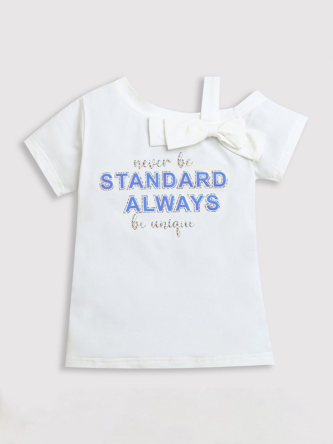 Tiny Girl Typography Printed One Shoulder Cotton Top