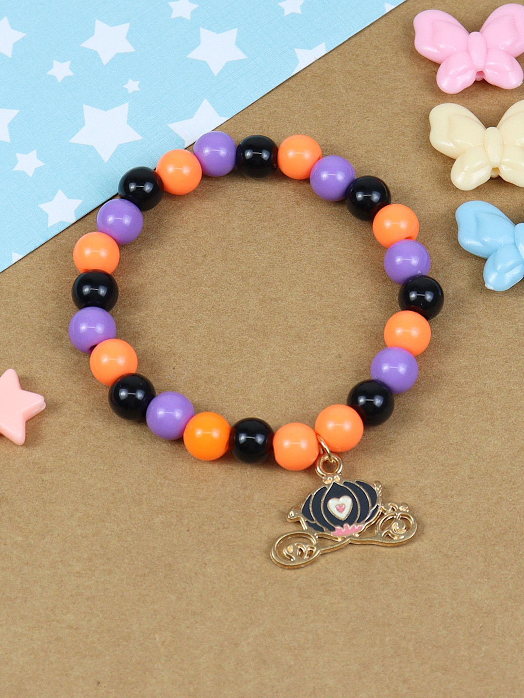 Asthetika Kids Girls Halloween Chariot Beaded Elasticated Bracelet