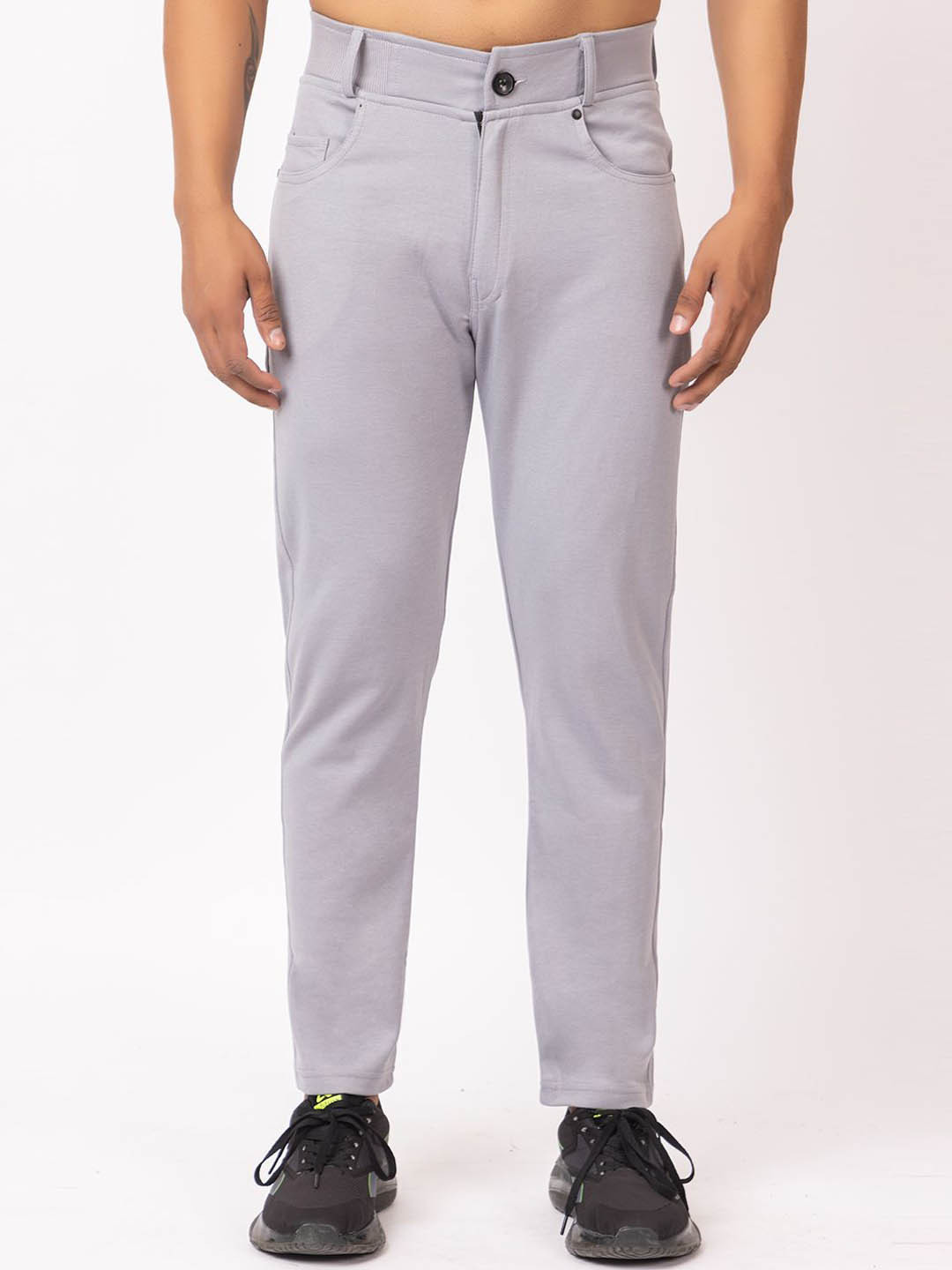 GEE 5 Men Solid Mid Rise Cotton Trousers