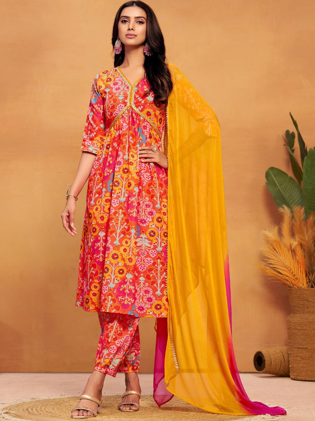 Sangria Printed A-Line Kurta Sets
