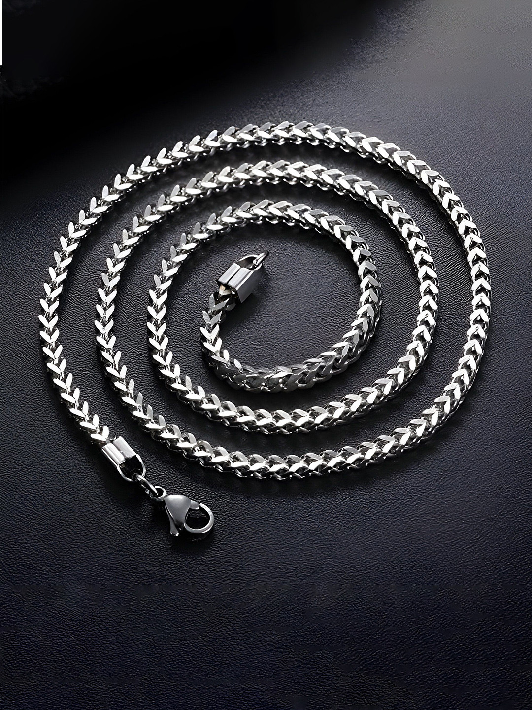 Minprice Men Stainless Steel Silver-Plated Link Chain