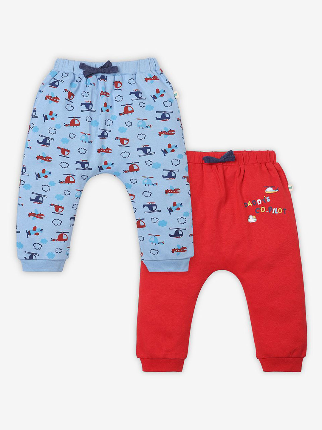 Ed-a-Mamma Baby Infants Boys Pack Of 2 Graphic Printed Cotton Joggers