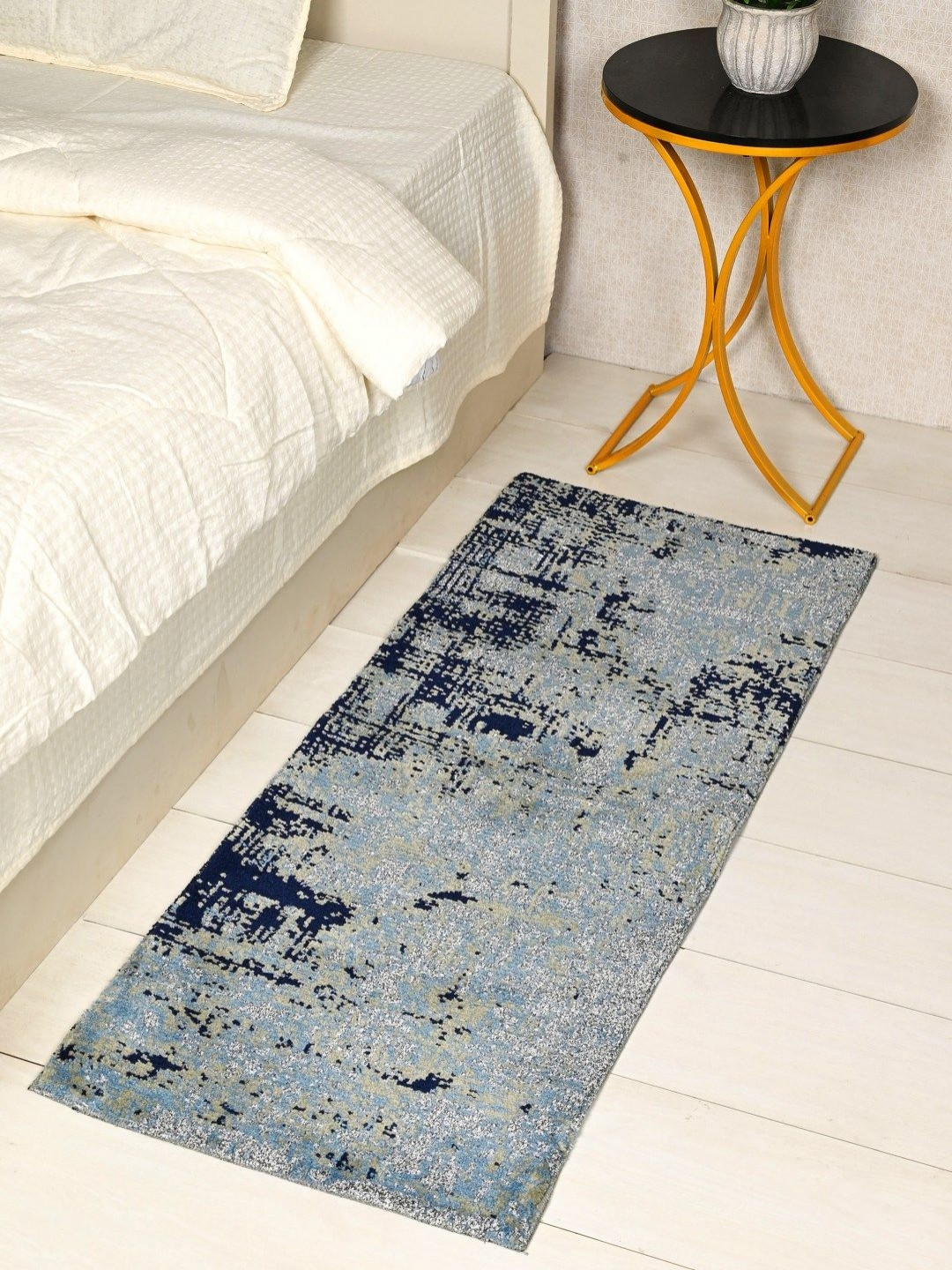 Saral Home Blue & Grey Abstract Textured Floor Runner