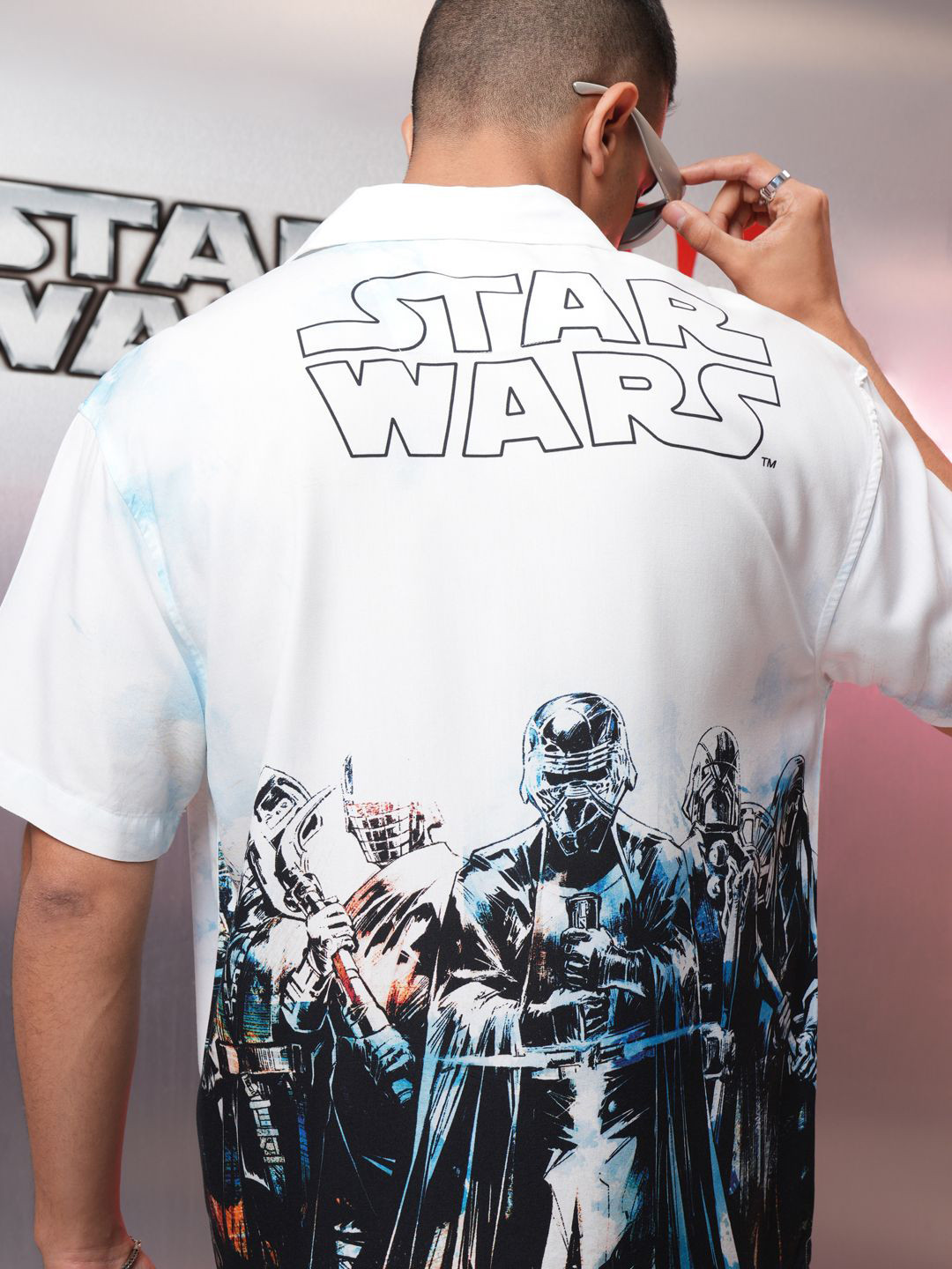 Highlander Star Wars Men Mui Color Starwars Printed Cuban Collar Viscose Relaxed Shirt