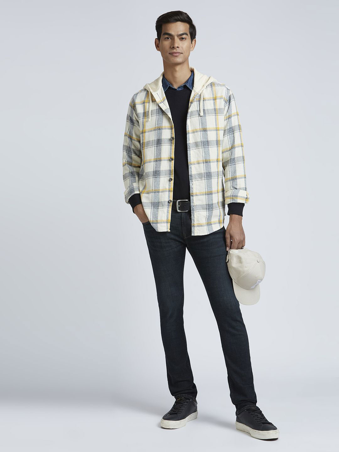 Pepe Jeans Men Hood Tartan Checked Cotton Casual Shirt