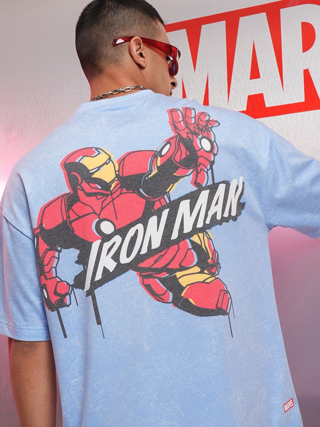 Highlander Marvel Men Iron Man Round Neck Oversized Drop Shoulder Tshirt