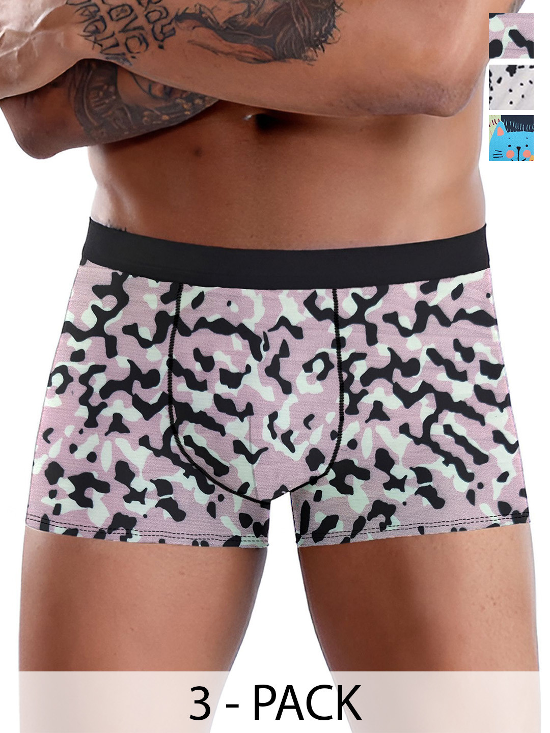 DISPENSER Pack Of 3 Printed Breathability Trunks V6-C17-C15-C16-M