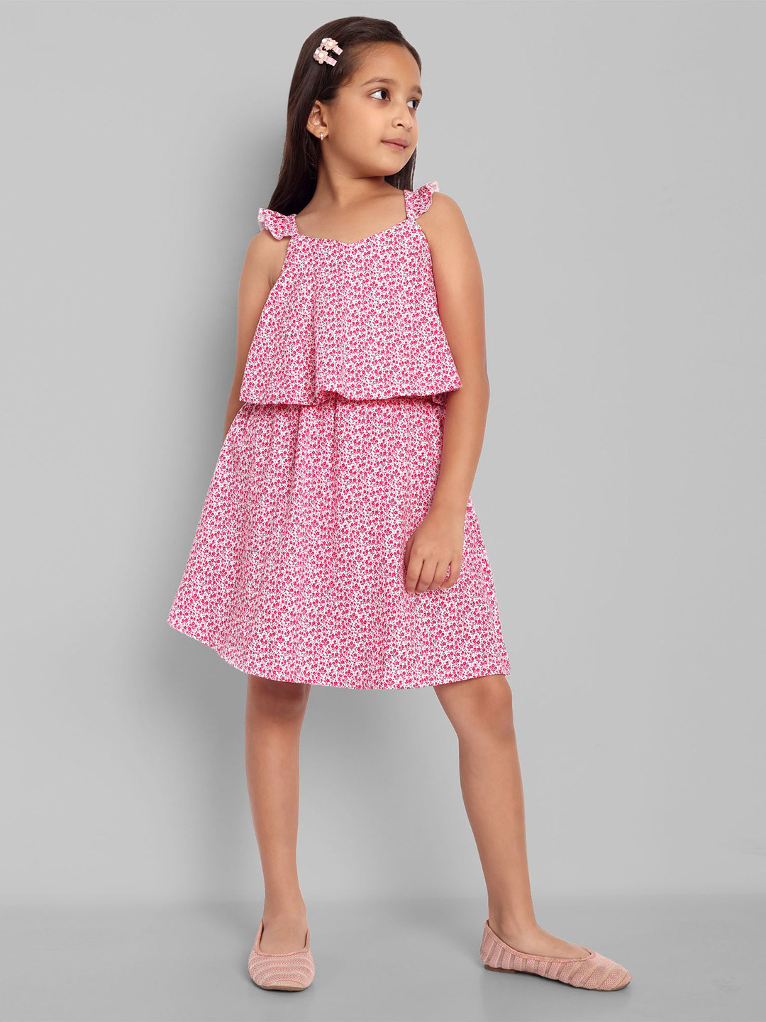 ONE SKY Floral Print Fit & Flare Cotton Dress