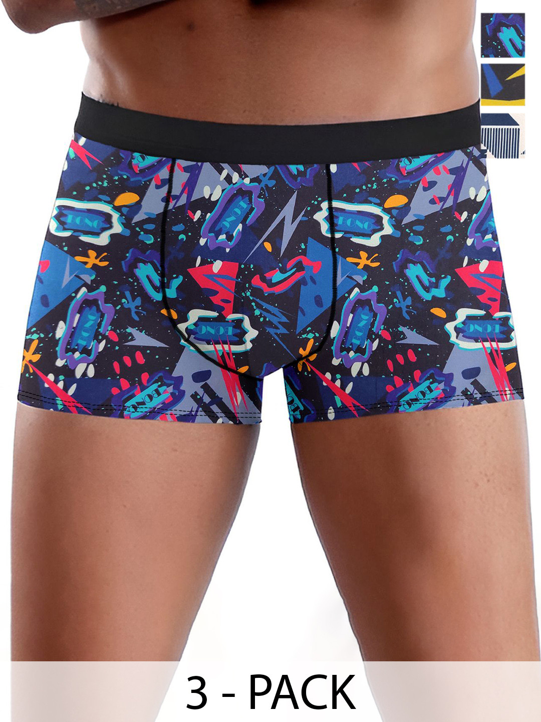 DISPENSER Men Printed Trunks Pack Of 3 V12-C6-C3-C4-L-Multi 69
