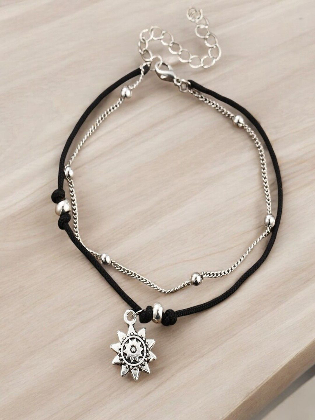 fabula Silver-Plated Beaded Single Anklet