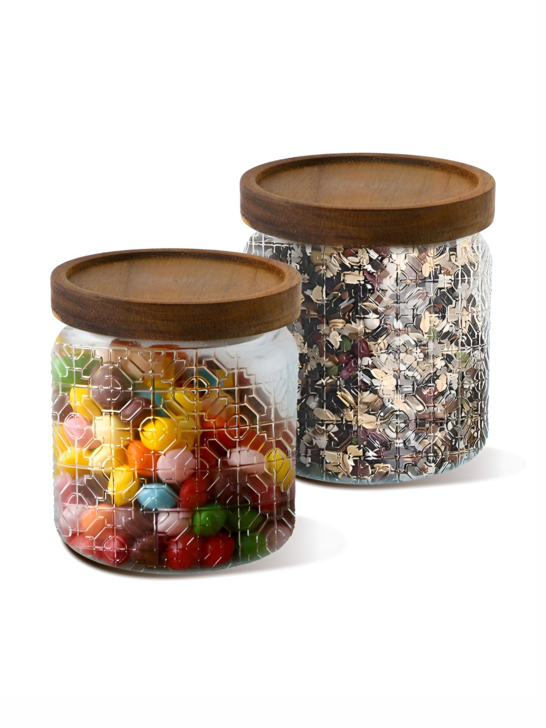 The Better Home Transparent Glass Air Tight 2 Piece Screw Top Canister-500ml