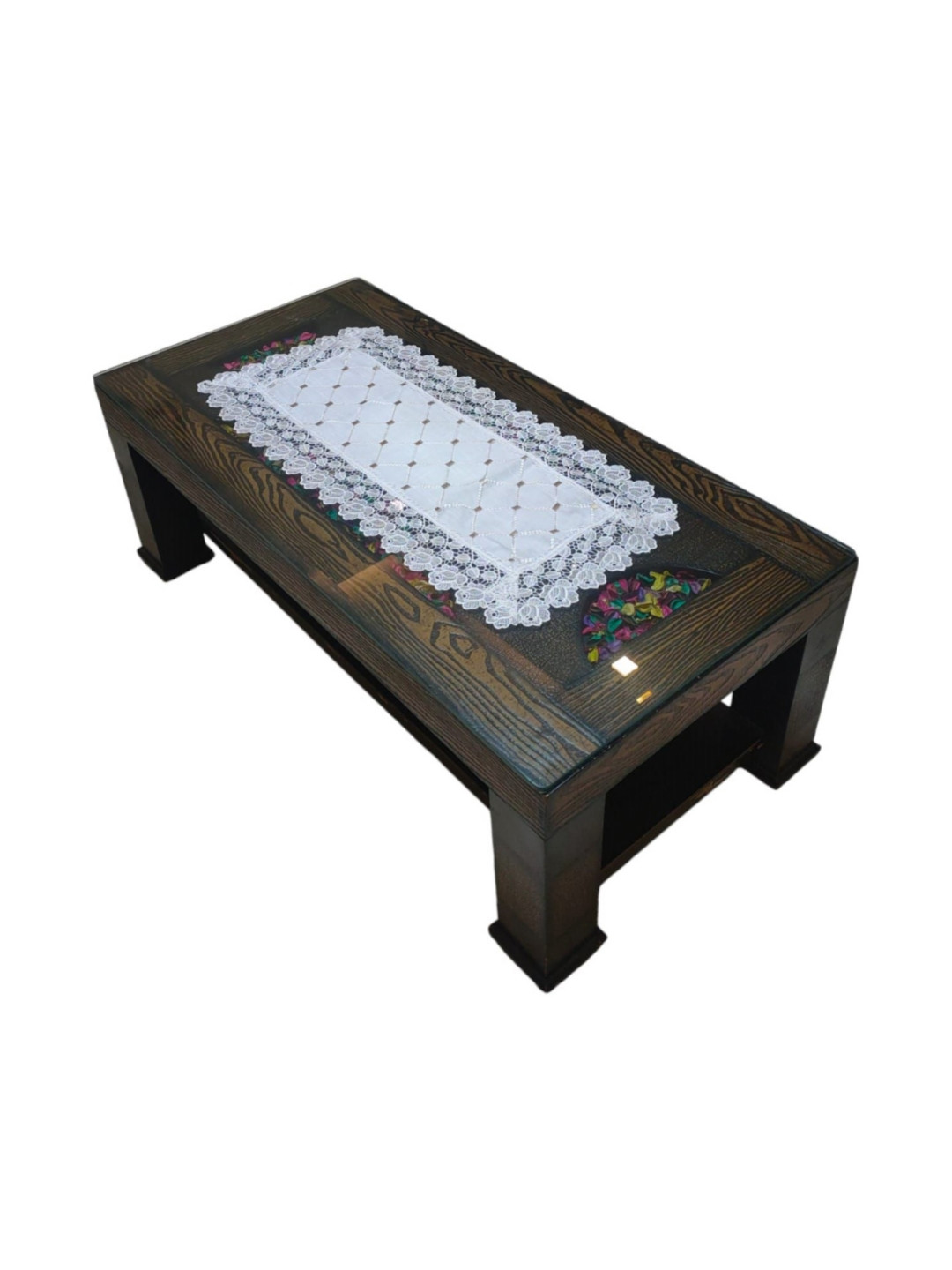 MONKDECOR White Lace Embroidered Center Table Runner