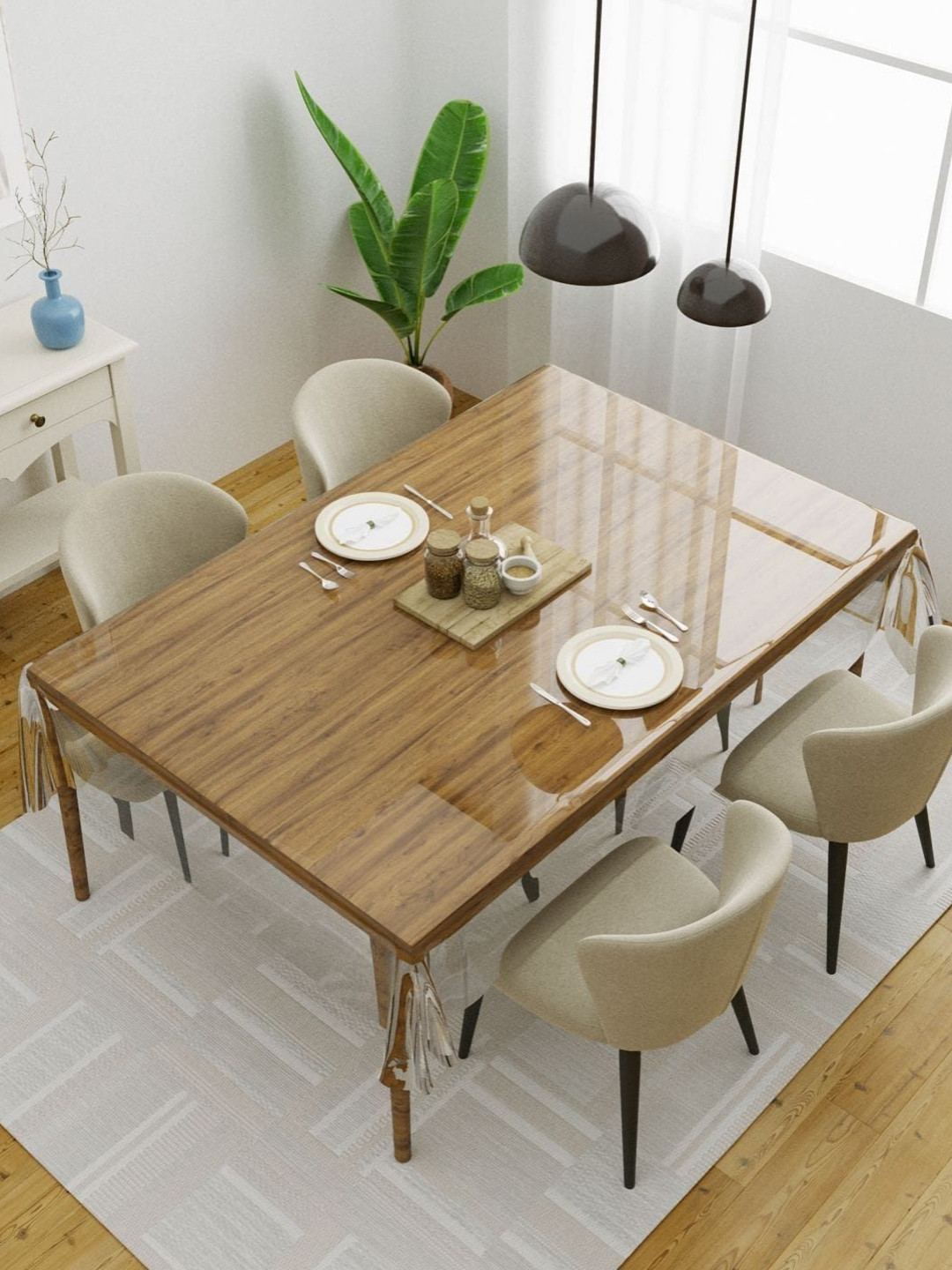 LooMantha Transparent 6-Seater Table Cover