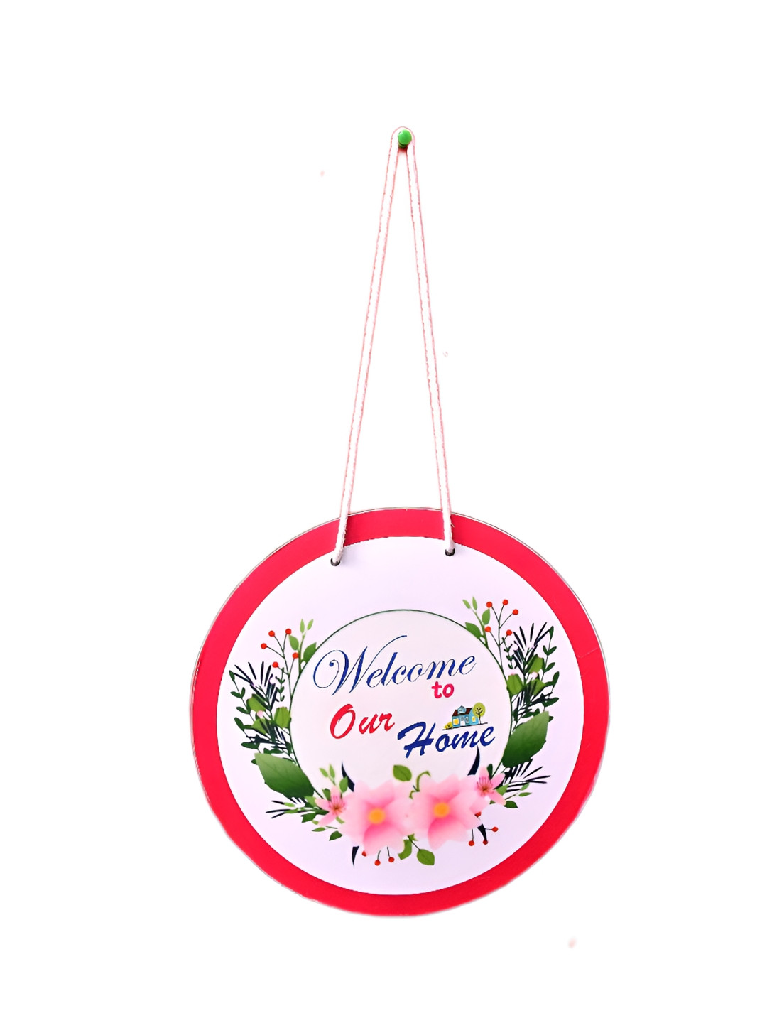 UVID ART AND CRAFT SUPPLIES Orange Colored & Red Floral Printed Metal Hanging Wall Decor