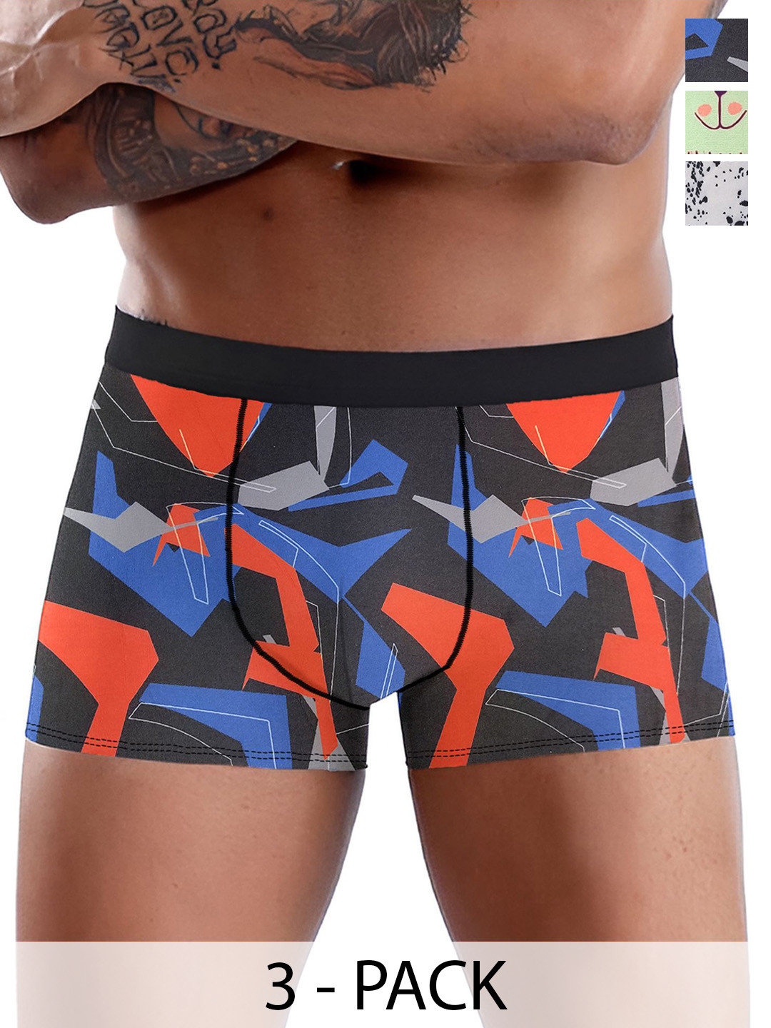 DISPENSER Men Pack Of 3 Printed Breathability Trunk V5-C16-C17-C18-M