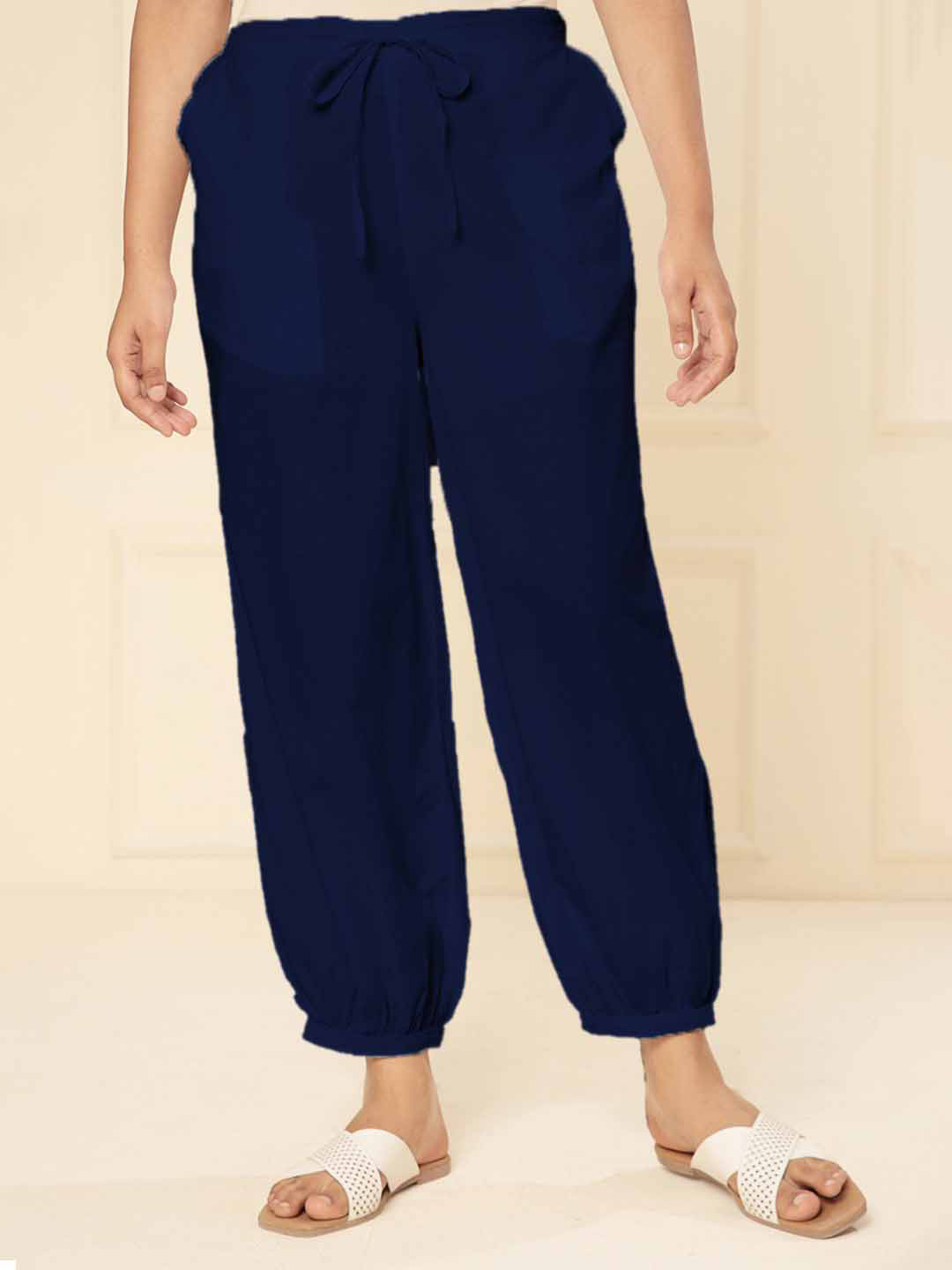 ARAVALII Women Lace Cuff Pure Cotton Harem Pant