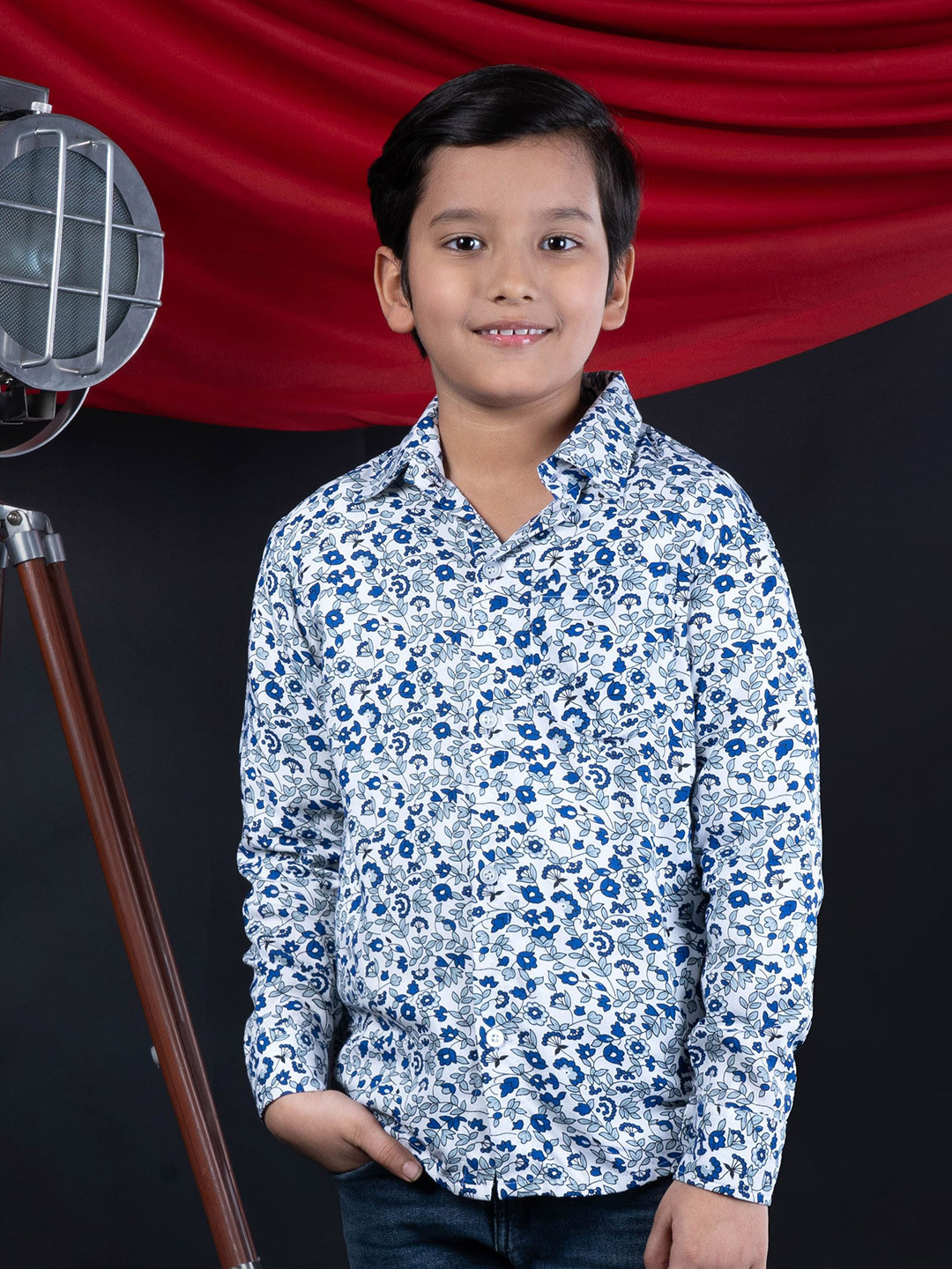 BEBE UNICORN Boys Comfort Spread Collar Floral Printed Casual Shirt