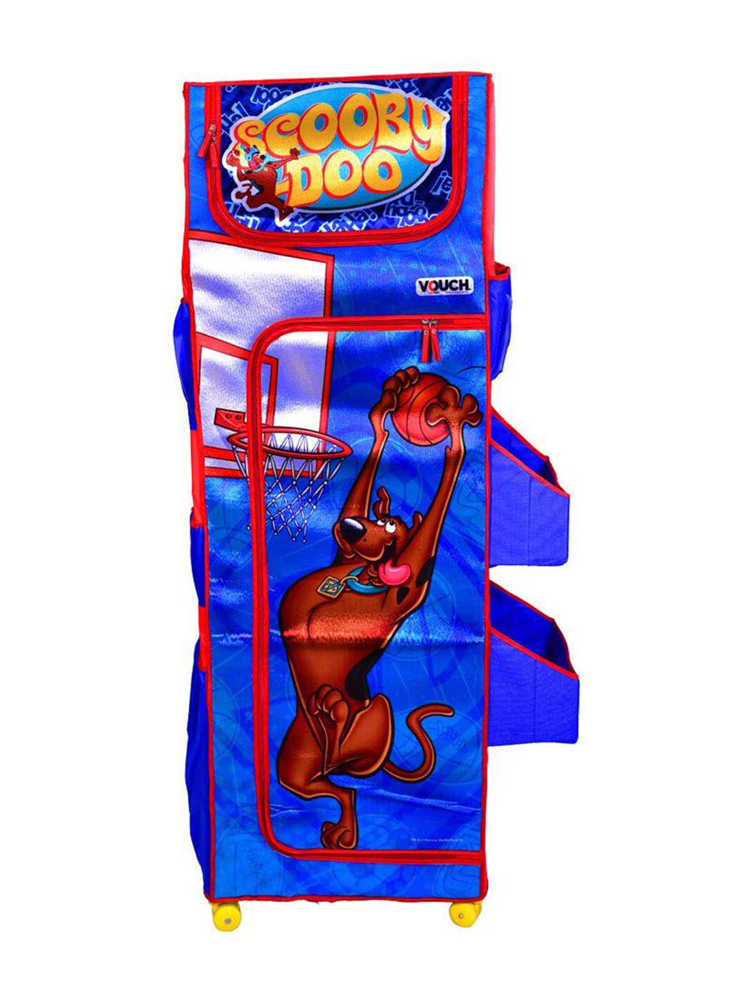 prettykrafts Blue & Brown Cartoon Characters Printed 5 Tier Foldable Wardrobe