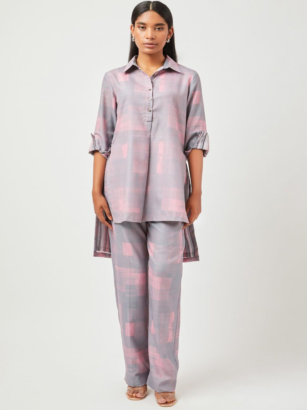 Contemponari Womens Linen Tamara Set Tunic With Trousers Co-Ords