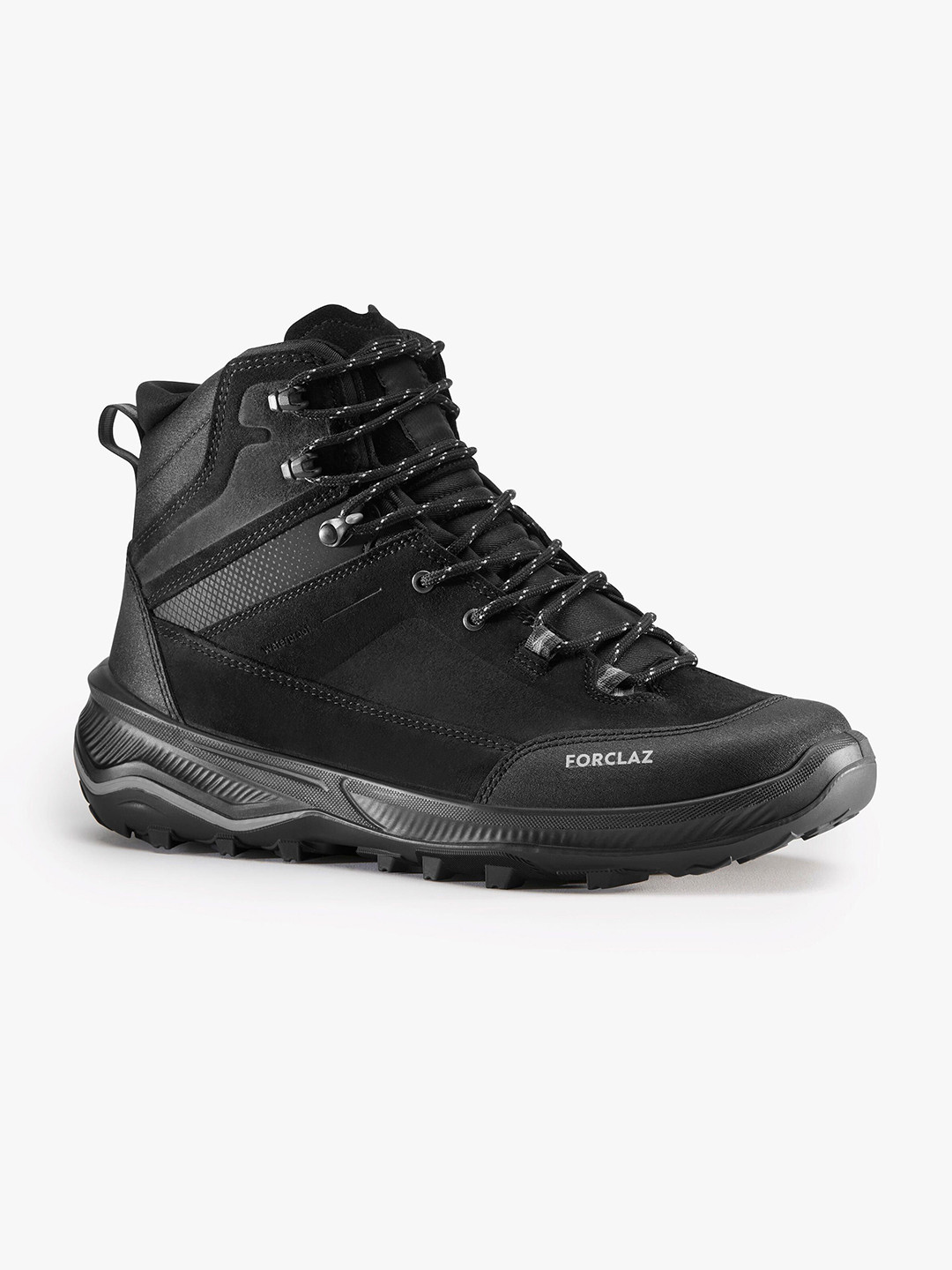 Decathlon Forclaz Men Black Waterproof Leather Ankle-High Trekking Shoes