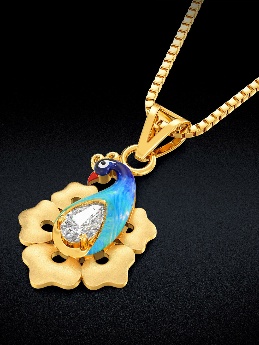 Joyalukkas 22KT Yellow Gold Peacock Pendant Gold-2.343gm