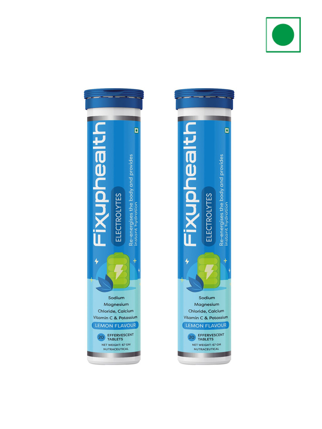 Fixuphealth Set Of 2 Electrolytes & Vit C Tablets - 20 N Each - 67 g Each - Lemon Flavor