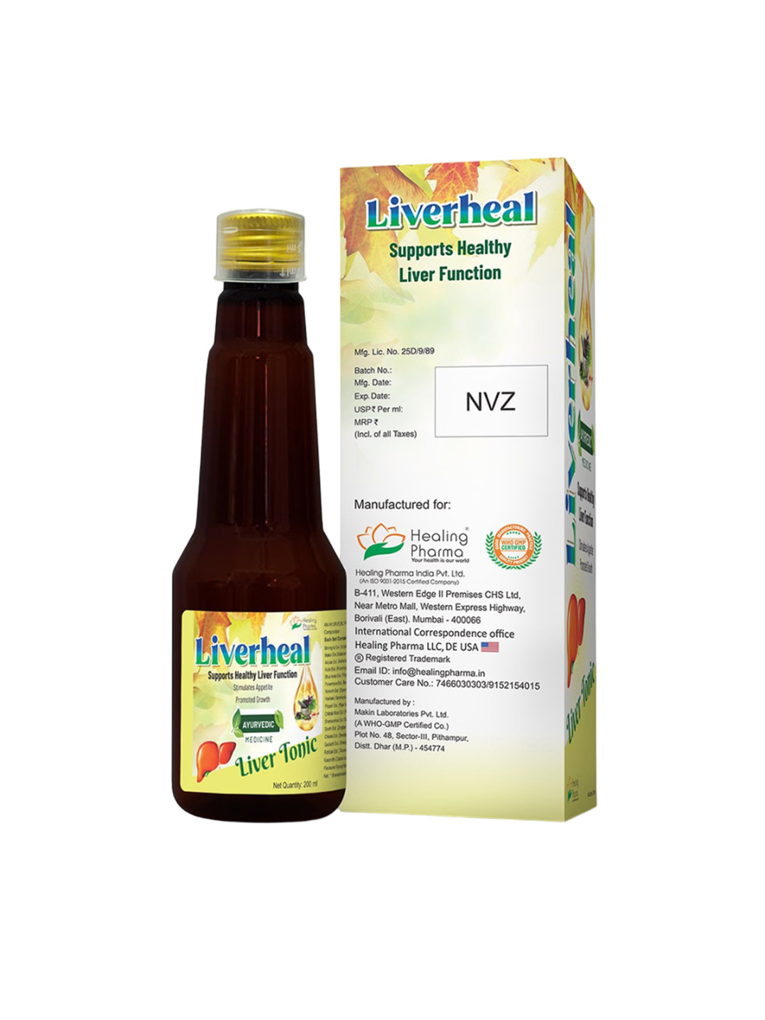 Healing Pharma Set Of 2 LiverHeal Ayurvedic Liver Tonic For Healthy Liver Function - 200m