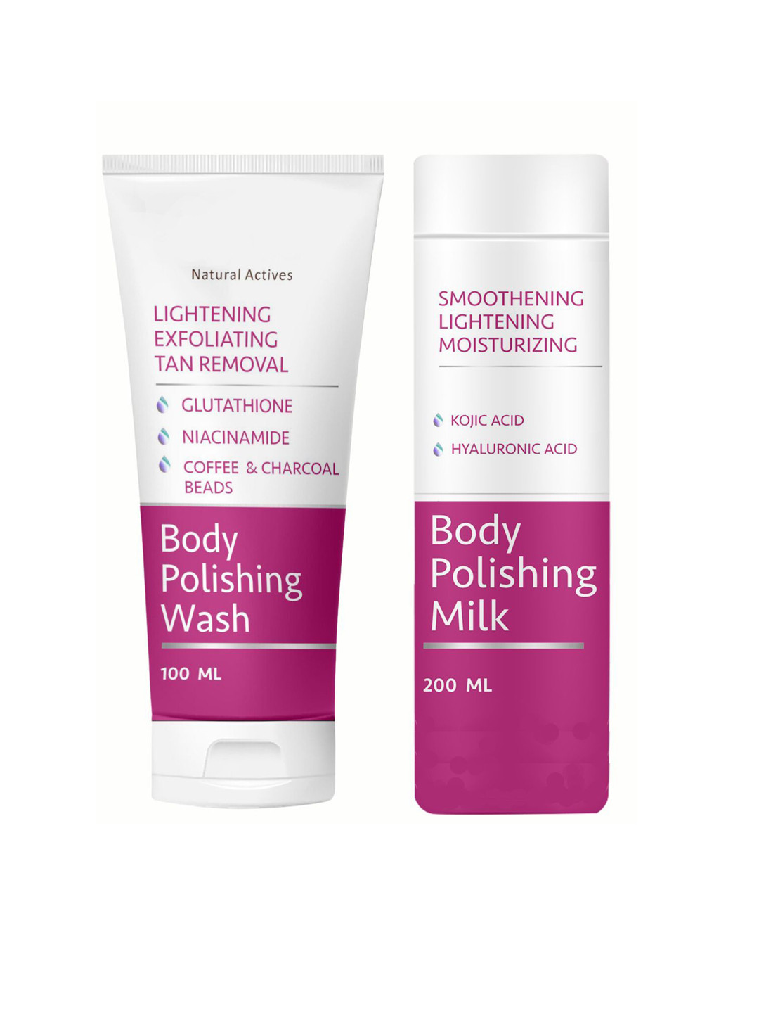 DERMISTRY Skin Lightening Body Polishing Wash - 100 ml With Body Polishing Milk - 200 ml